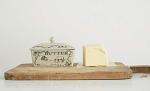 Charming Butter Dish with Lid and Farm Design