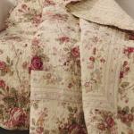 Antique Rose Cotton Quilted Throw Blanket, 50x60