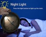 Retro Silent Alarm Clock with Night Light