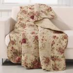 Antique Rose Cotton Quilted Throw Blanket, 50x60