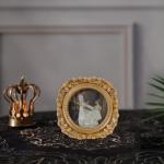 Vintage Round Gold Picture Frame 3x3 inches