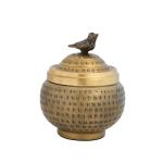 Hammered Metal Container with Bird Topper