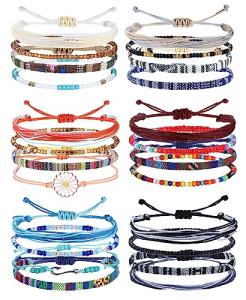 24 Waterproof Adjustable Boho Bracelets for Women