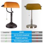 Vintage Bankers Desk Lamp with Amber Glass Shade