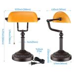 Vintage Bankers Desk Lamp with Amber Glass Shade
