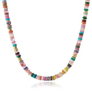 Boho Beaded Choker Necklace with Gemstones and Pearls