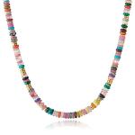 Boho Beaded Choker Necklace with Gemstones and Pearls