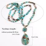 Trendy Boho Turquoise Beaded Long Pendant Necklace