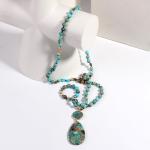 Trendy Boho Turquoise Beaded Long Pendant Necklace