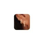 Trendy Gold Hoop Earrings Set with Zirconia