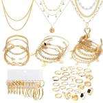 59-Piece Gold Plated Jewelry Set for Women