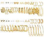 Gold Earring Set: 36 Pairs for Women