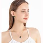 EVEVIC Green Rose Necklace and Earring Set