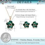 EVEVIC Green Rose Necklace and Earring Set