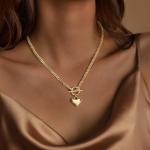 Gold Plated Heart Necklace with Chunky Chain