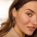 Gold Plated Hoop Earrings Set for Women