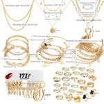 59-Piece Gold Plated Jewelry Set for Women