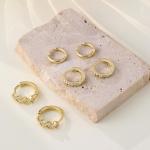 Trendy Gold Hoop Earrings Set with Zirconia