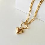 Gold Plated Heart Necklace with Chunky Chain