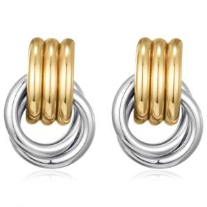 Chunky Gold Silver Knot Drop Earrings