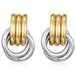 Chunky Gold Silver Knot Drop Earrings