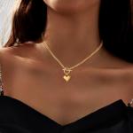 Gold Plated Heart Necklace with Chunky Chain