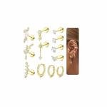 Hypoallergenic 16 Gauge Gold Cartilage Earring Set