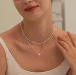Dainty Silver Layered Necklace Set for Women
