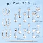 Flat Back Stud Earrings for Cartilage Piercing