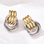 Chunky Gold Silver Knot Drop Earrings