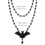 Gothic Bat Necklace with Black Crystal Chain