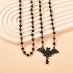 Gothic Bat Necklace with Black Crystal Chain