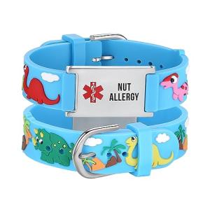 Blue Dinosaur Medical Alert ID Bracelet