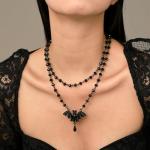 Gothic Bat Necklace with Black Crystal Chain