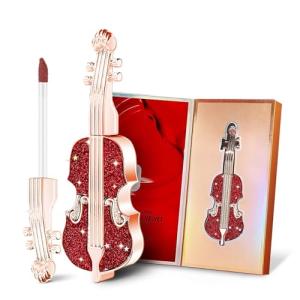 Velvety Red Matte Lipstick with Violin Design