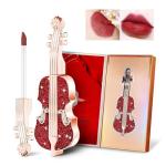 Velvety Red Matte Lipstick with Violin Design