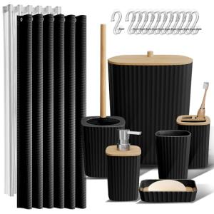 Clara Clark 20PC Bathroom Accessories Set in Black