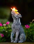 Solar Dog Statue with Butterfly - Fun Garden Decor