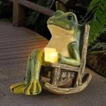 Miniature Solar Frog Garden Statue for Decoration