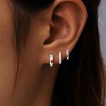 Sterling Silver Huggie Hoop Earrings Set for Women