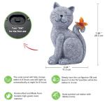 Solar Cat Garden Statue with Butterfly Decor