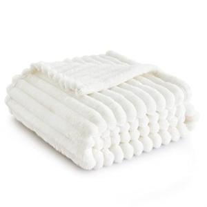 Bedsure White Fleece Throw Blanket - Super Soft Cozy