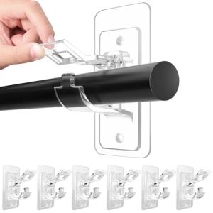 Self-Adhesive Curtain Rod Holders, 6-Pack