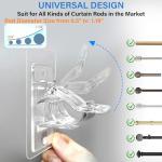 Self-Adhesive Curtain Rod Holders, 6-Pack