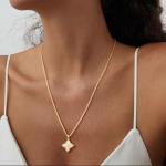 Gold Clover Pendant Necklace with Adjustable Chain