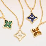 Gold Clover Pendant Necklace with Adjustable Chain