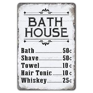 Vintage Bath House Price List Metal Sign Decor