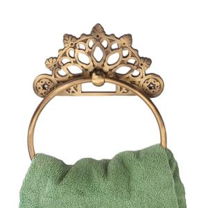 Antique Solid Brass Towel Ring, 6 Inches