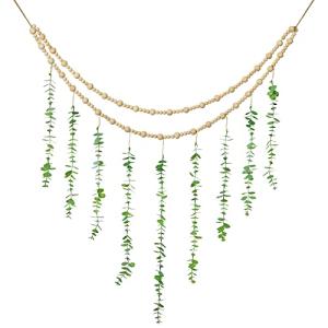 Large Eucalyptus Wall Decor with Wooden Beads