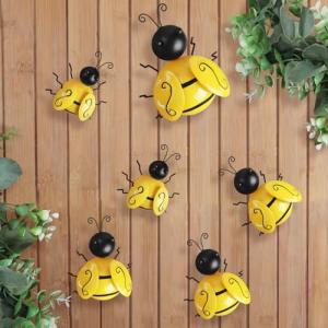 Bumble Bee Metal Wall Art Decor - 6 Pieces
